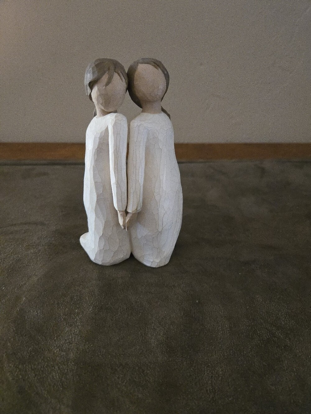 Willow Tree Style White Figurine of Two Girls Holding Hands "TWO ALIKE"